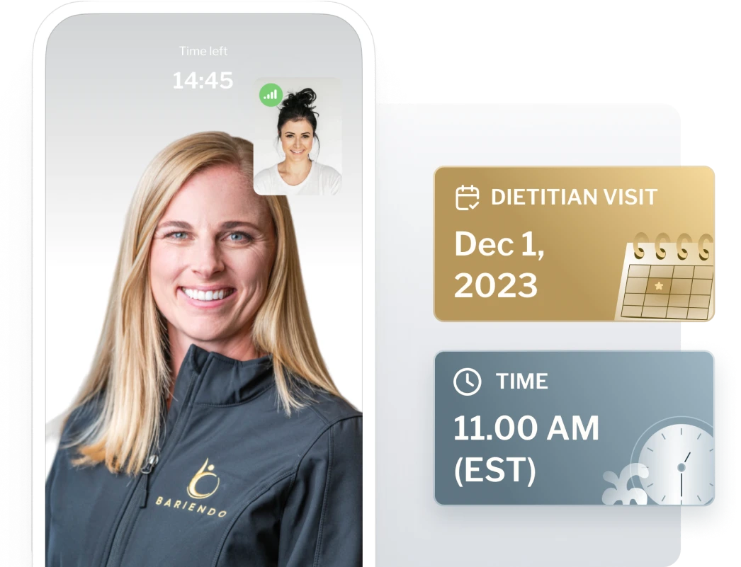 An illustration of a pre-procedure virtual visit with a Bariendo registered dietitian