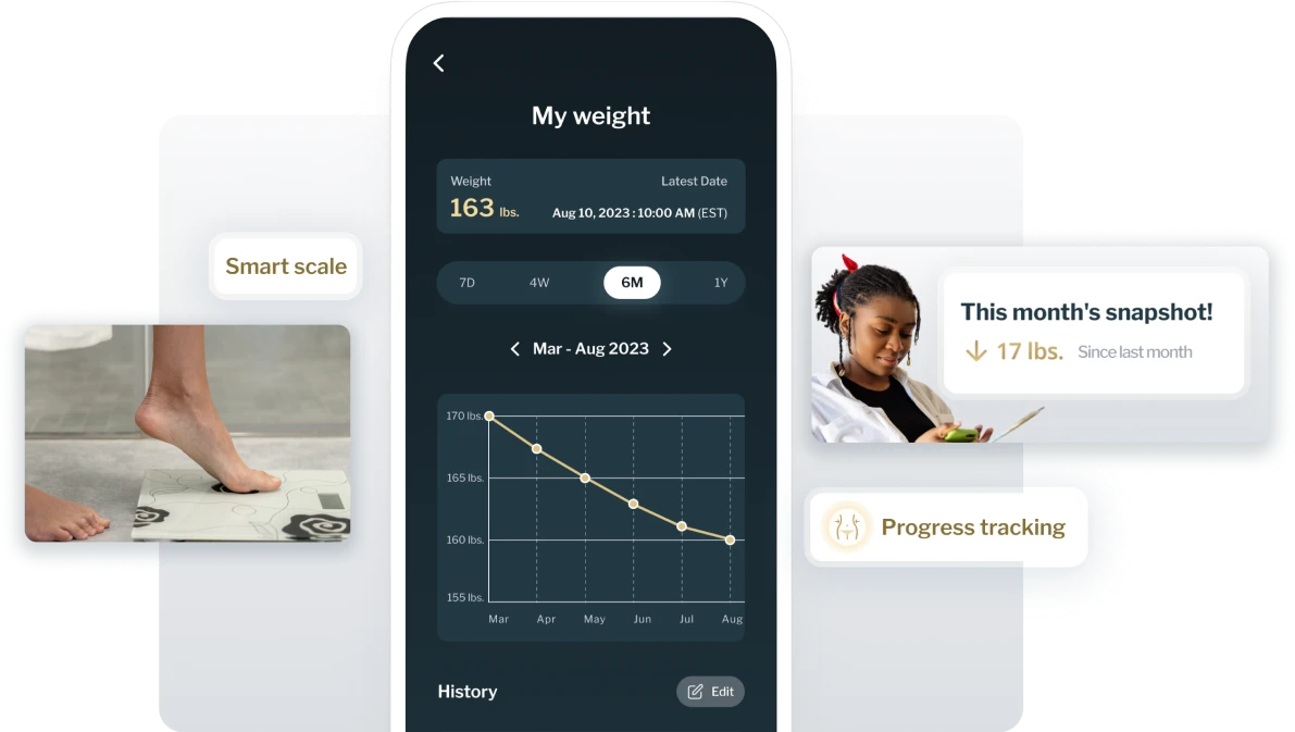 A screenshot of a mobile app used to track weight loss progress
