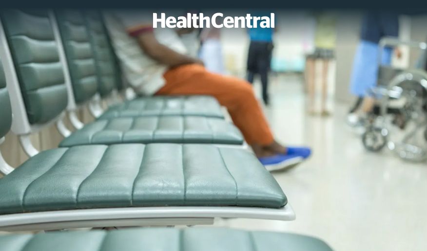 A view of empty seats in a hospital waiting room
